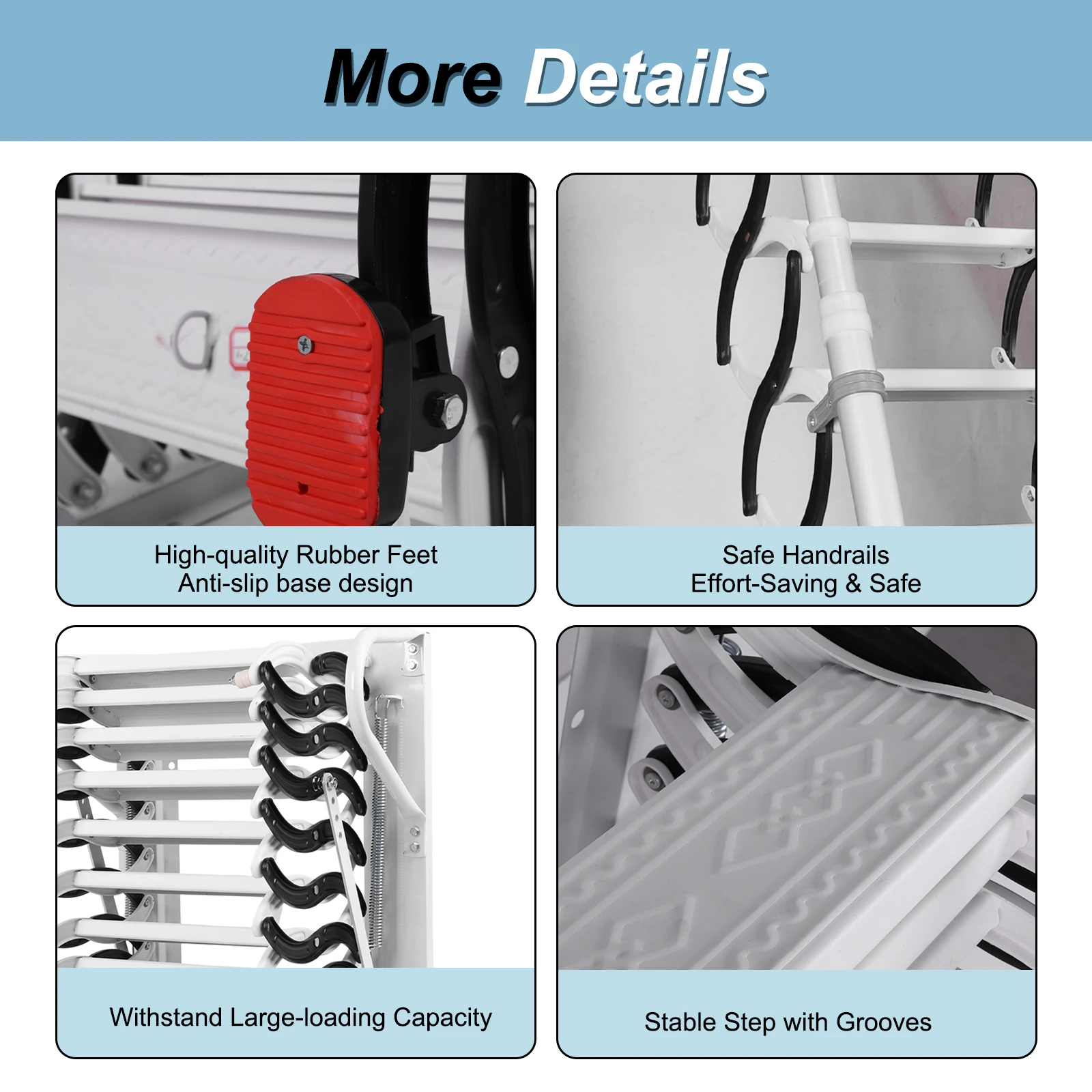 Telescopic Attic Ladder with Handrails Collapsible Ladder Retractable Loft Ladder for Home Indoor Outdoor/Storehouse/Basement
Telescopic Attic Ladder with Handrails Collapsible Ladder Retractable Loft Ladder for Home Indoor Outdoor/Storehouse/Basement