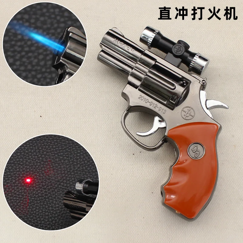 Newest Ignitor Revolver Lighter with Laser Light Metal Windproof Gas Toy Gun Open Flame Cigarette Lighters & Smoking Accessories
Newest Ignitor Revolver Lighter with Laser Light Metal Windproof Gas Toy Gun Open Flame Cigarette Lighters & Smoking Accessories