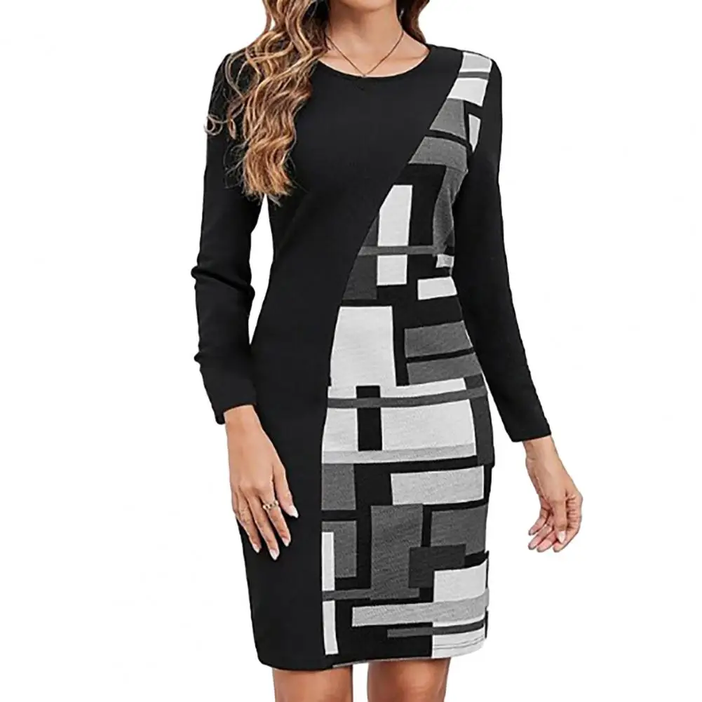 Loose Dress Geometric Patchwork Spring Women's Dress Round Neck Long Sleeve Mini Pullover
Loose Dress Geometric Patchwork Spring Women's Dress Round Neck Long Sleeve Mini Pullover