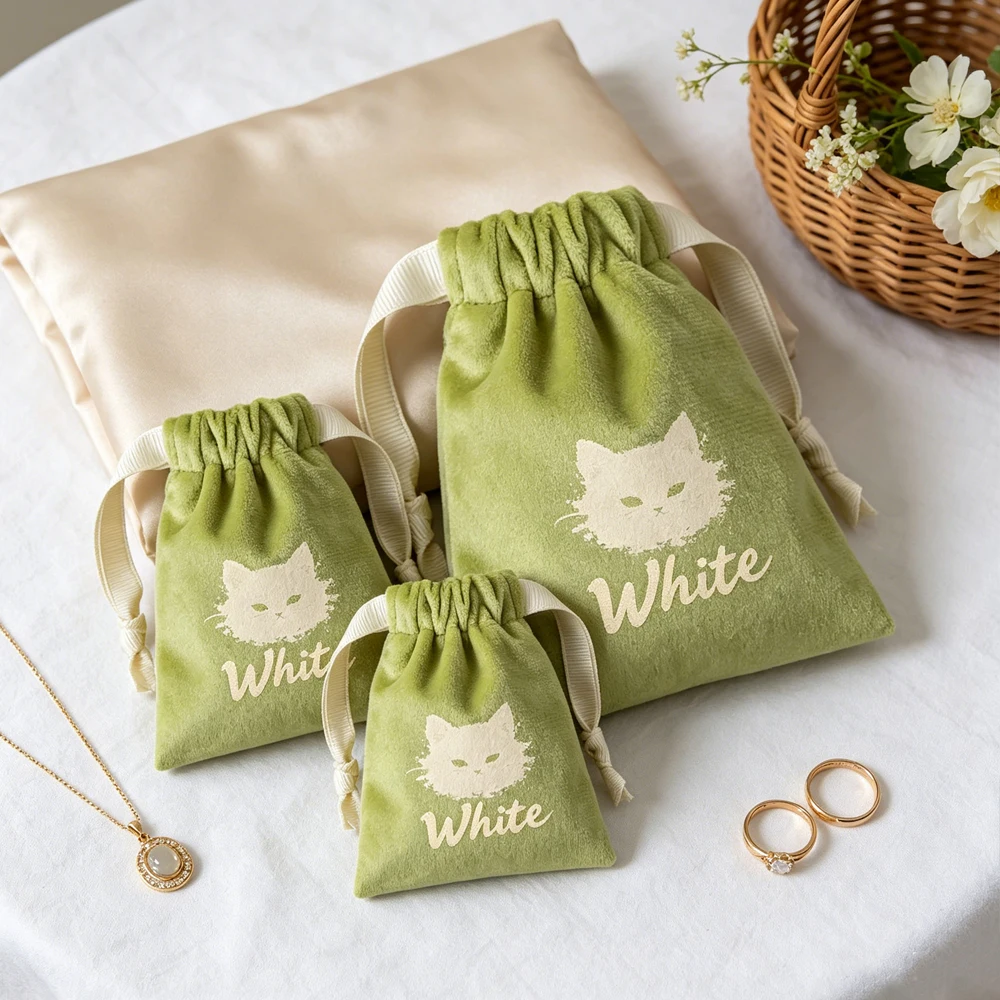 New Green Velvet Bags With Ribbon Custom Logo Jewelry Drawstring Bag Earring Bracelet Necklace Pouches Gift Packaging Sack
New Green Velvet Bags With Ribbon Custom Logo Jewelry Drawstring Bag Earring Bracelet Necklace Pouches Gift Packaging Sack