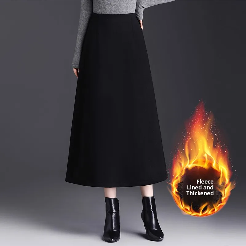 Thiened Fce Winter A-Line Skirt High Waist Slimming Hip Covering Bla Versatile Ele Long f-length Skirt for Women
Thiened Fce Winter A-Line Skirt High Waist Slimming Hip Covering Bla Versatile Ele Long f-length Skirt for Women