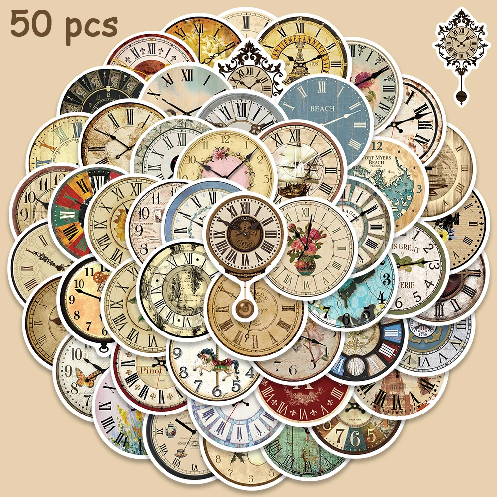 50pcs Classic Retro Timepiece Stickers Vintage Aesthetic Decals Vinyl Waterproof For Laptop Notebook Guitar Luggage Stickers
50pcs Classic Retro Timepiece Stickers Vintage Aesthetic Decals Vinyl Waterproof For Laptop Notebook Guitar Luggage Stickers
