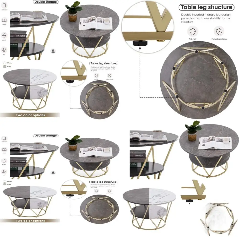 Серый двухуровневый круглый журнальный столик с полкой для хранения для гостиной
Серый двухуровневый круглый журнальный столик с полкой для хранения для гостиной