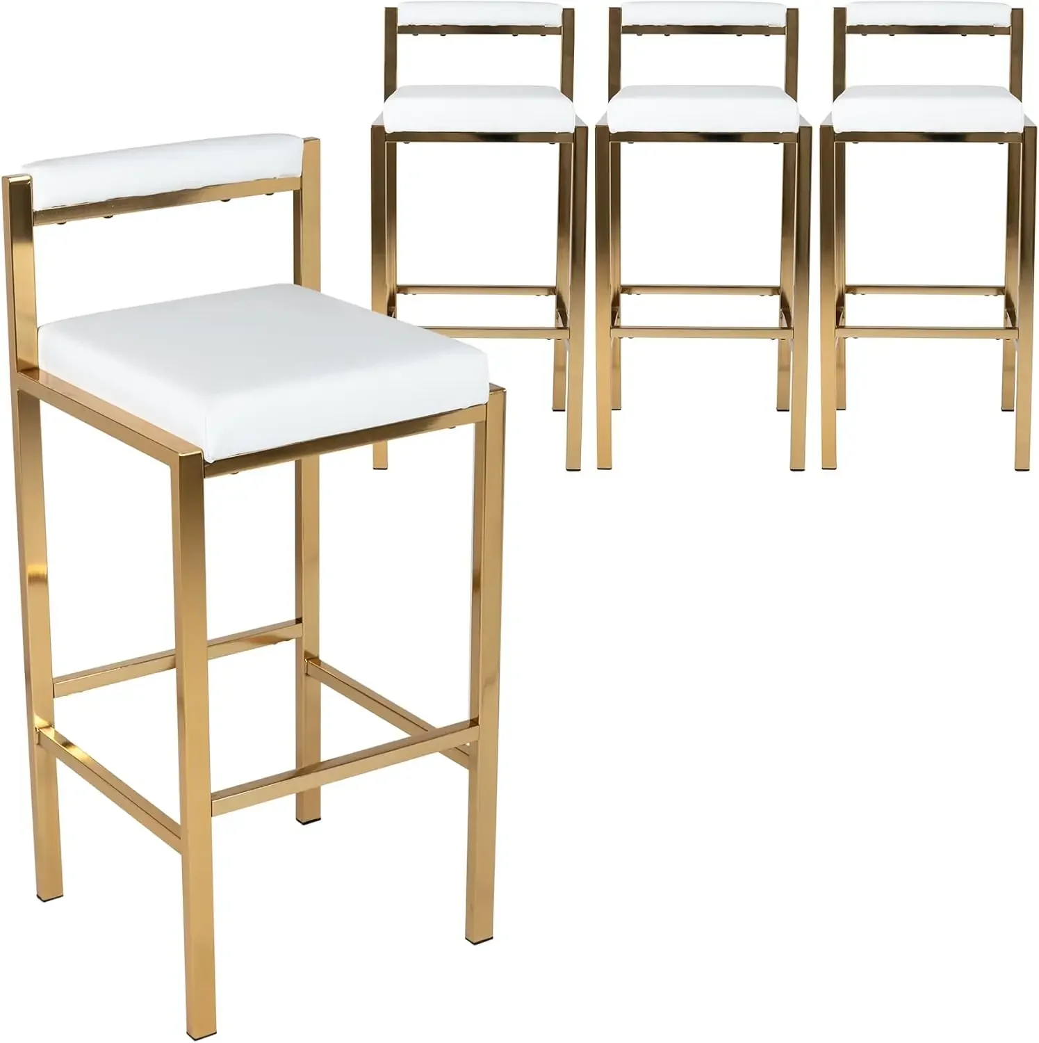 Modern White & Gold Bar Stools Set of 4 30 Inches PU Leather Upholstered Metal Bar Stools with Back Kitchen Chairs White
Modern White & Gold Bar Stools Set of 4 30 Inches PU Leather Upholstered Metal Bar Stools with Back Kitchen Chairs White