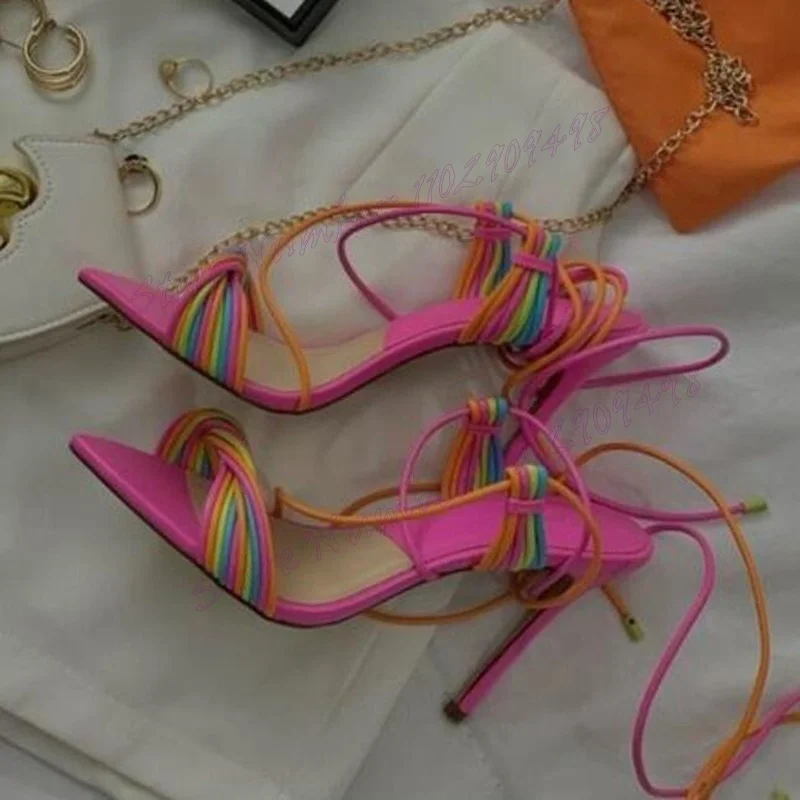 Mixed Color Pointed Toe Sandals Cross Strap Open Toe Shoes for Women Stilettos High Heels Sexy Shoes 2025 Zapatos Para Mujere
Mixed Color Pointed Toe Sandals Cross Strap Open Toe Shoes for Women Stilettos High Heels Sexy Shoes 2025 Zapatos Para Mujere