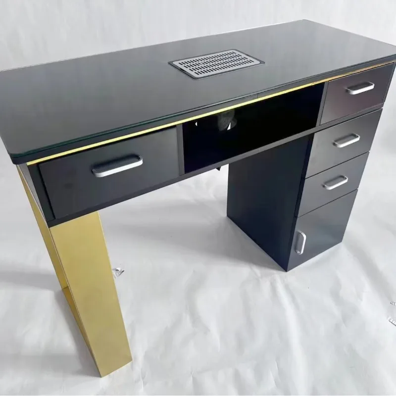 Modern Simple Professional Manicure Furniture Nail Salon Single Black and Gold Manicure Table with Suction
Modern Simple Professional Manicure Furniture Nail Salon Single Black and Gold Manicure Table with Suction