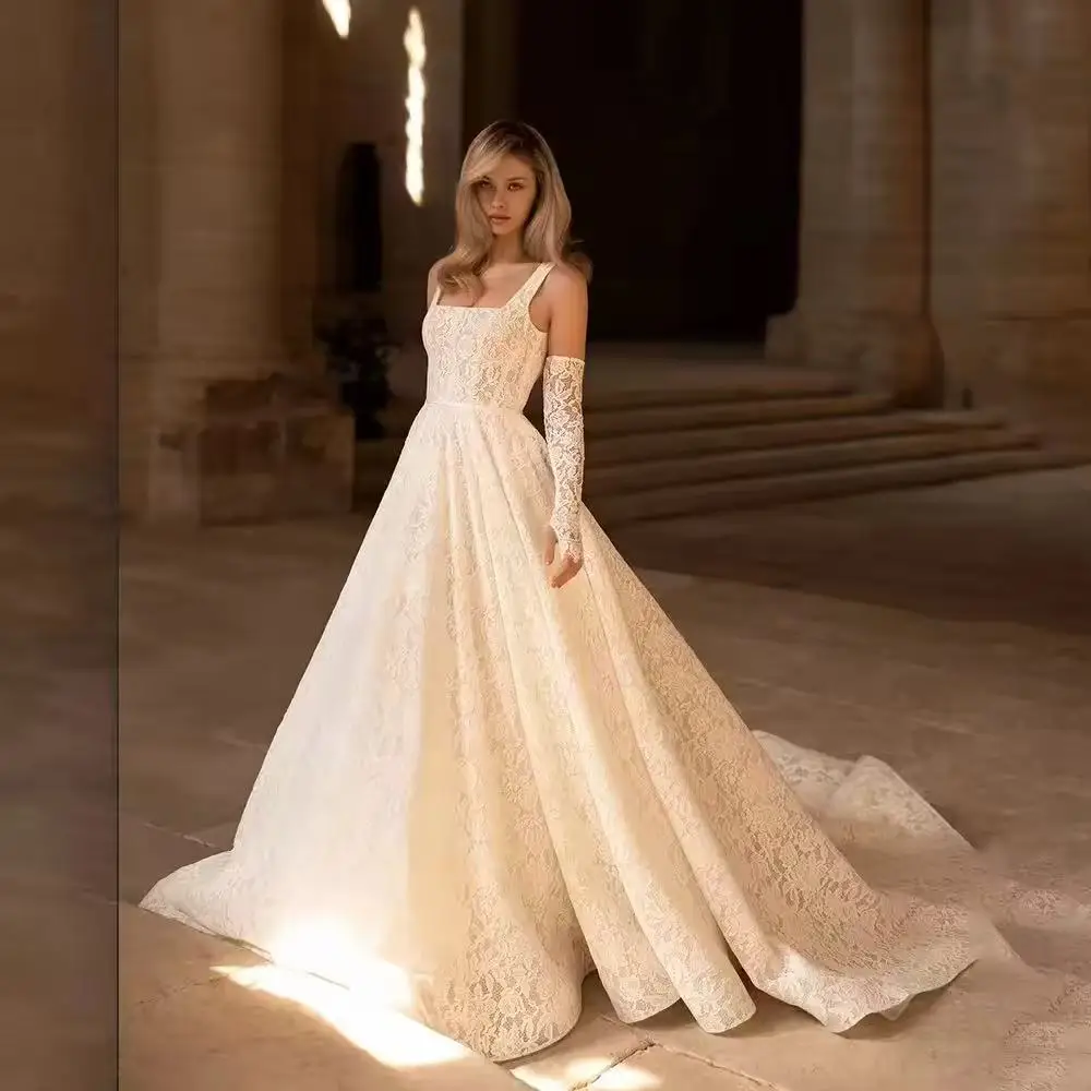 Lace Wedding Dress for Women Square Collar Princes A-line Customized Court Wedding Party Gowns vestidos de novia
Lace Wedding Dress for Women Square Collar Princes A-line Customized Court Wedding Party Gowns vestidos de novia