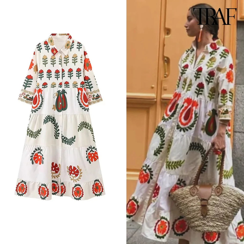 TRAF Women's New Slim Long Sleeve Lapel Printed One-piece Dress Casual Commuter Long Dresses Temperament Elegant Women's
TRAF Women's New Slim Long Sleeve Lapel Printed One-piece Dress Casual Commuter Long Dresses Temperament Elegant Women's