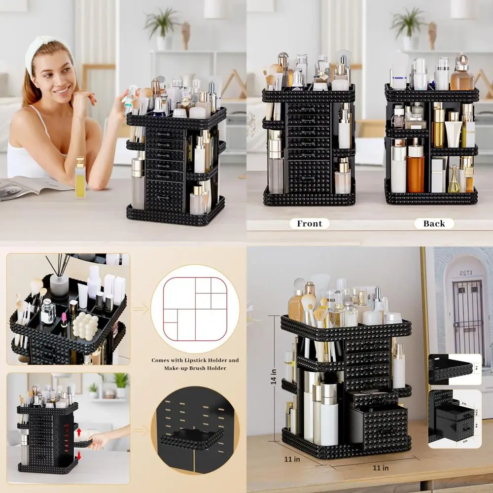 Большой 360° ° Вращающийся акриловый органайзер для макияжа с 6 ящиками для хранения средств по уходу за кожей и косметики (черный)
Большой 360° ° Вращающийся акриловый органайзер для макияжа с 6 ящиками для хранения средств по уходу за кожей и косметики (черный)