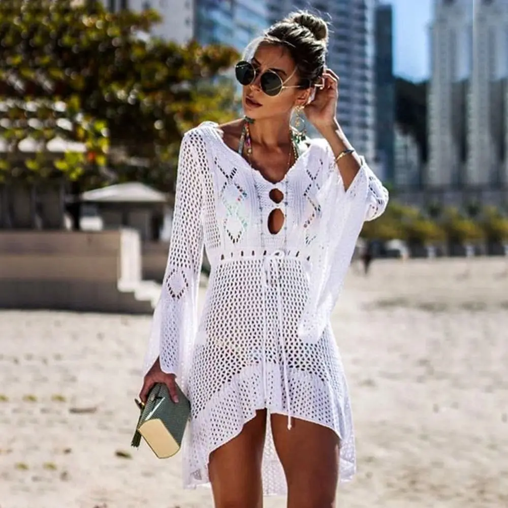 Модное летнее пляжное платье-накидка с V-образным вырезом, ажурное, вязаное, для защиты от солнца, повседневное, для отпуска, для женщин
Модное летнее пляжное платье-накидка с V-образным вырезом, ажурное, вязаное, для защиты от солнца, повседневное, для отпуска, для женщин