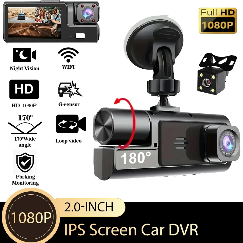 Triple View Car Video Recorder 1080P 3 Channels Front Rear Backup Camera Enhanced Night Vision Auto DVR Device
Triple View Car Video Recorder 1080P 3 Channels Front Rear Backup Camera Enhanced Night Vision Auto DVR Device