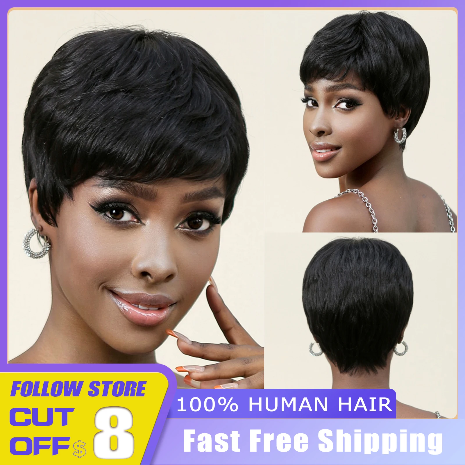 Human Natural Hair Short Pixie Cut Daily Black Layered Human Hair Wigs for Black Women Afro Hair Wig Machine Made Human Hair
Human Natural Hair Short Pixie Cut Daily Black Layered Human Hair Wigs for Black Women Afro Hair Wig Machine Made Human Hair