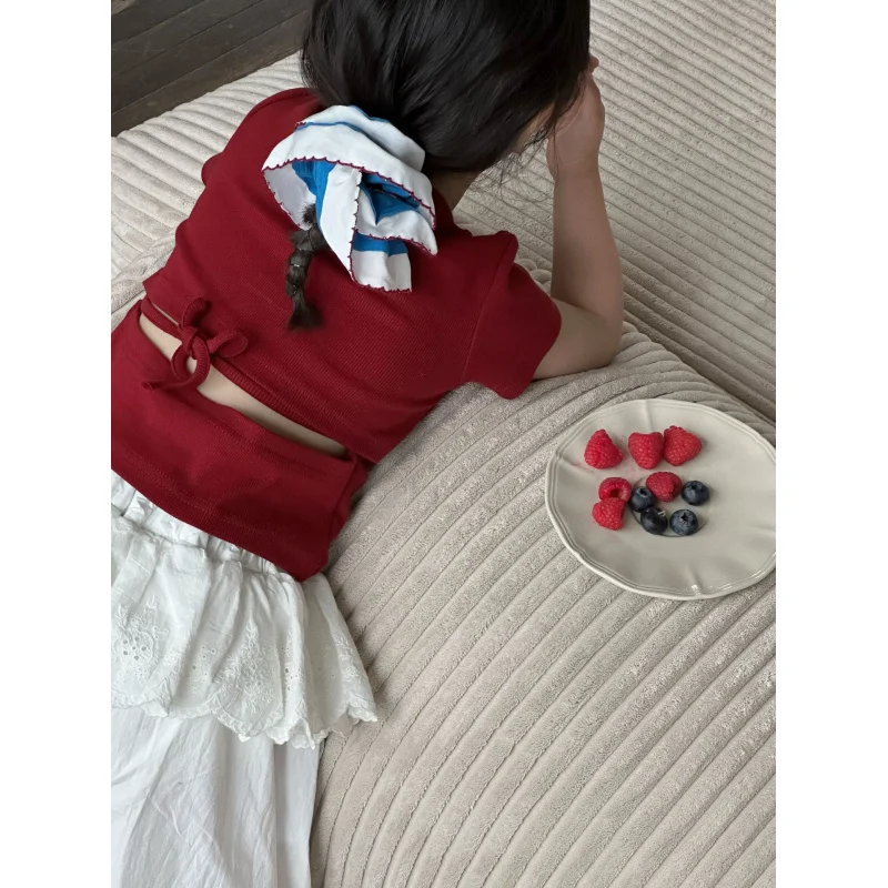 2025Children's Clothing Girls' Summer Outfit New Casual Simple Style Kids' Short Sleeve Anker Red TopTT-shirt
2025Children's Clothing Girls' Summer Outfit New Casual Simple Style Kids' Short Sleeve Anker Red TopTT-shirt