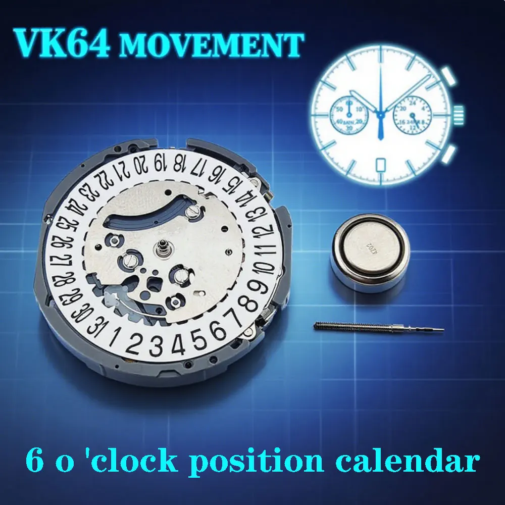 Механизм часов японского производства VK64, многофункциональный хронограф, с указателем даты на 6 часах. Аксессуары для часов
Механизм часов японского производства VK64, многофункциональный хронограф, с указателем даты на 6 часах. Аксессуары для часов