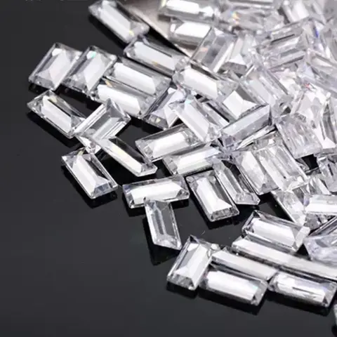 500pcs 1x1.25~3x6mm white color Rectangle Baguette Cut CZ Stone Synthetic Gems Cubic Zirconia For Jewelry Size DIY for Jewelry