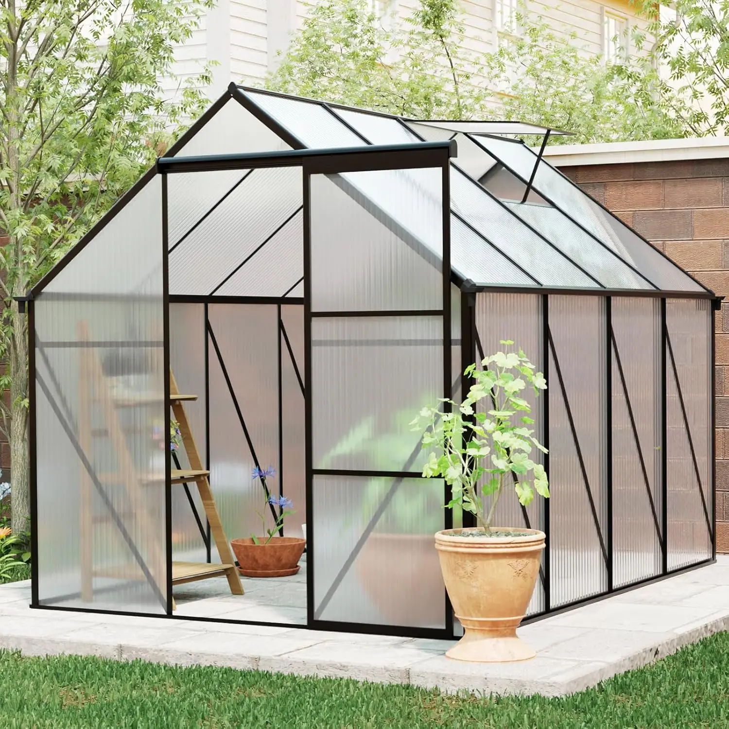 6x8ft Walk-in Greenhouse for Outdoors, Large Polycarbonate Greenhouses with Enhanced Aluminum Frame, Adjustable, Customized
6x8ft Walk-in Greenhouse for Outdoors, Large Polycarbonate Greenhouses with Enhanced Aluminum Frame, Adjustable, Customized