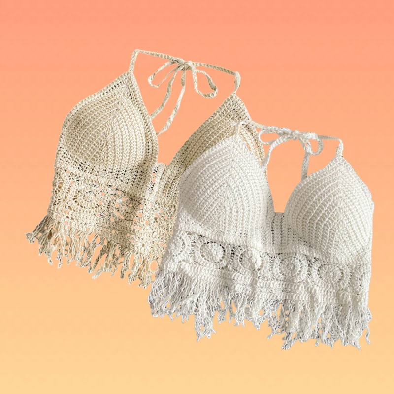 Boho Sexy Camisole Halter Beach Holiday Women Crochet Knit Swimsuit Padded Bra Backless Vest Hollow Tassel Tank Crop Top
Boho Sexy Camisole Halter Beach Holiday Women Crochet Knit Swimsuit Padded Bra Backless Vest Hollow Tassel Tank Crop Top