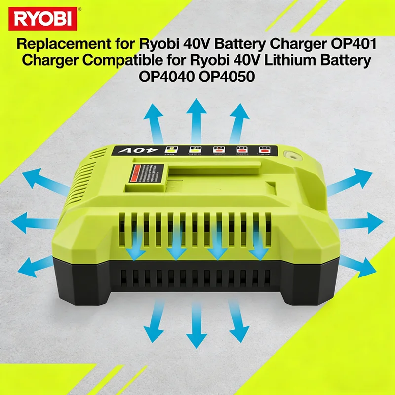 40V Charger for Ryobi Battery OP401 Lithium-ion Battery Charger Compatible With All Ryobi 40V Lithium-Ion Battery EU/AU/US Plug
40V Charger for Ryobi Battery OP401 Lithium-ion Battery Charger Compatible With All Ryobi 40V Lithium-Ion Battery EU/AU/US Plug