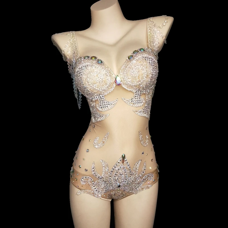 Flashing Rhinestones Beaded Transparent Bodysuit White Headdress Women Bar Show Outfit Prom Birthday Outfit Set Dance Costume
Flashing Rhinestones Beaded Transparent Bodysuit White Headdress Women Bar Show Outfit Prom Birthday Outfit Set Dance Costume