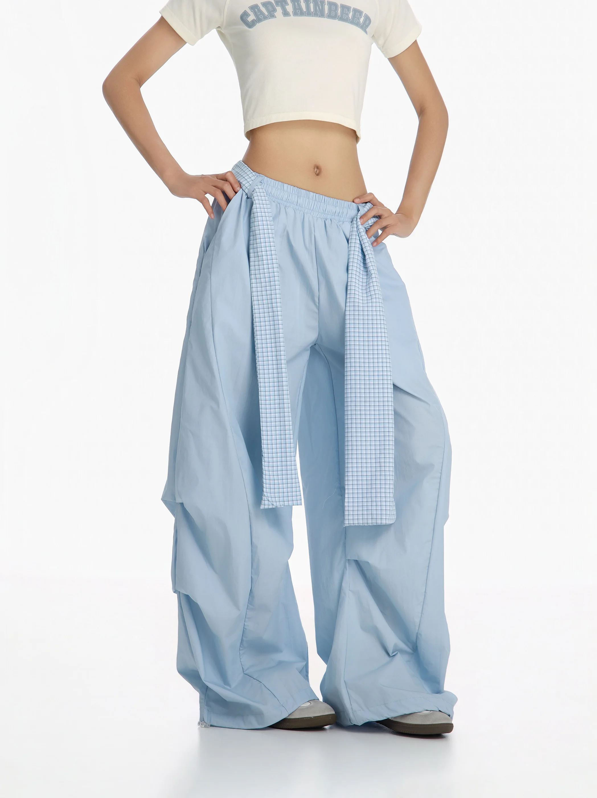 Blue Plaid Belted Casual Pants Women's Thin Loose Wide Leg Dancing Floor Length Pants CTBCAPTAINBEER Casual Straight Leg Pants
Blue Plaid Belted Casual Pants Women's Thin Loose Wide Leg Dancing Floor Length Pants CTBCAPTAINBEER Casual Straight Leg Pants