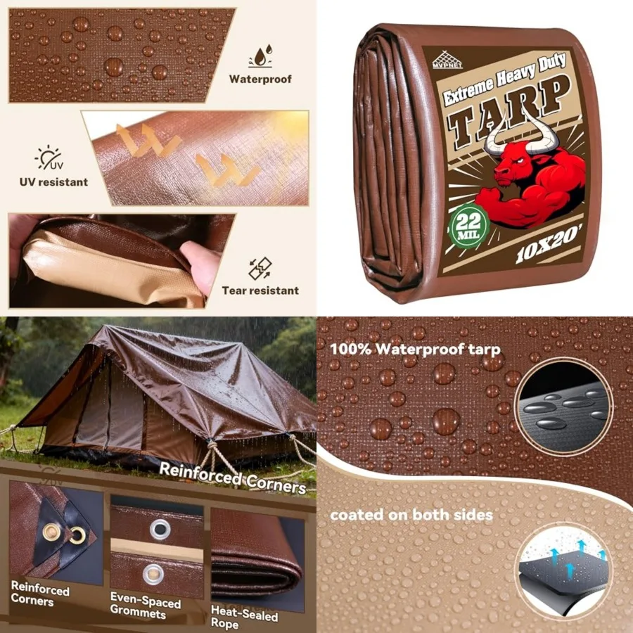 10x20 Feet Tarp 22 mil Extreme Heavy Duty Waterproof tarps, BrownandBeige Multipurpose Outdoor Tarpaulin Tear-ProofandUV-Resist
10x20 Feet Tarp 22 mil Extreme Heavy Duty Waterproof tarps, BrownandBeige Multipurpose Outdoor Tarpaulin Tear-ProofandUV-Resist