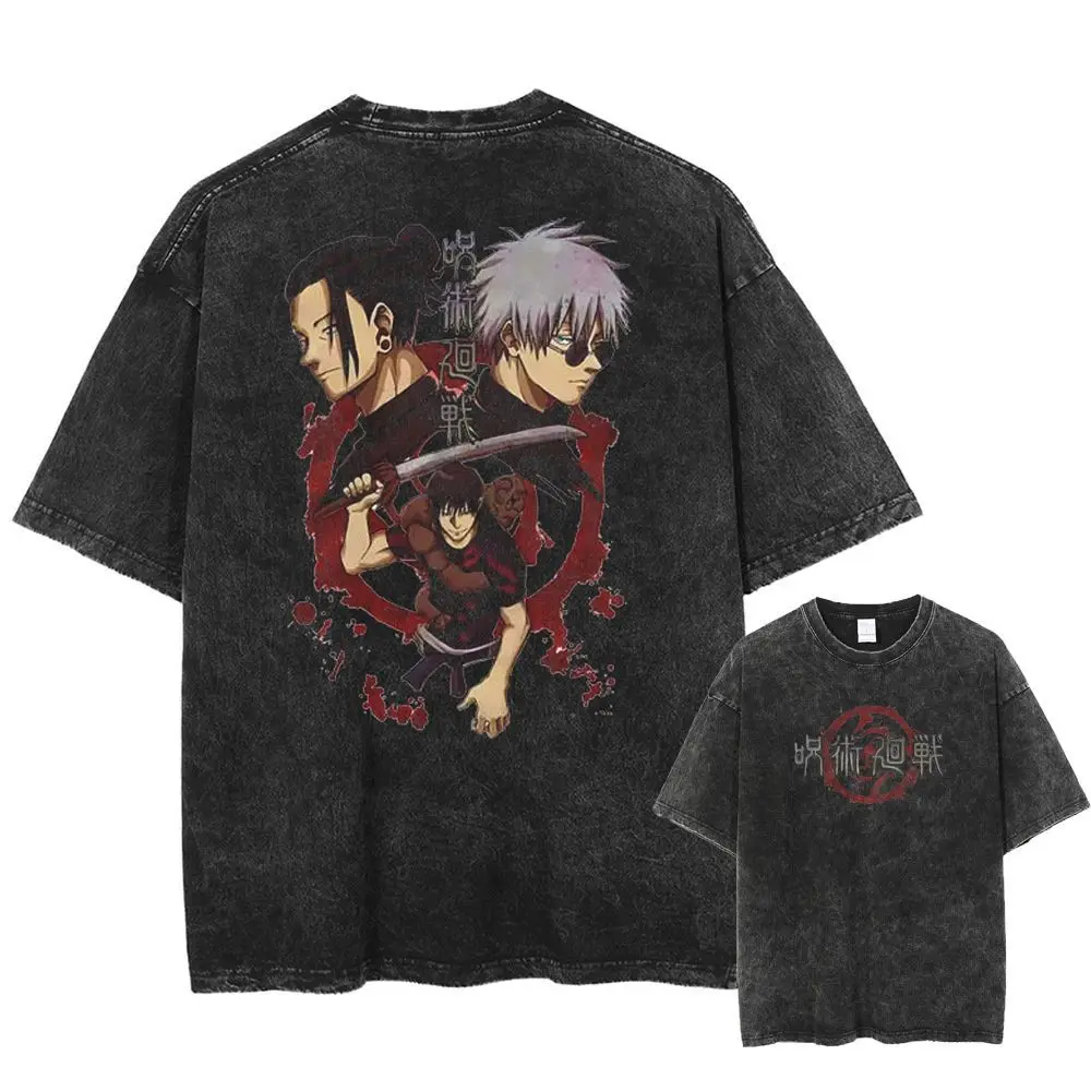 Jujutsu Kaisen Washed T-shirt, A Retro Washed and Aged Short-sleeved Pure Cotton T-shirt From Jujutsu Kaisen 
Jujutsu Kaisen Washed T-shirt, A Retro Washed and Aged Short-sleeved Pure Cotton T-shirt From Jujutsu Kaisen