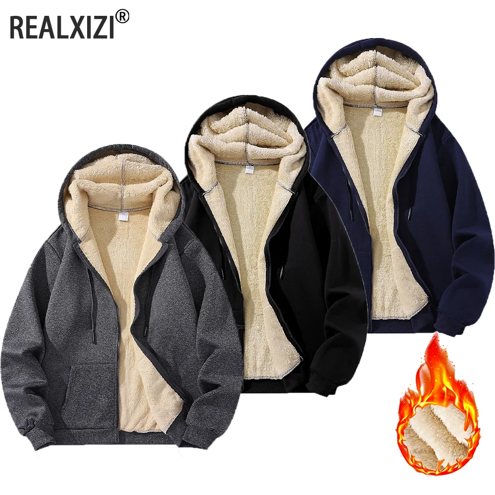 Winter Lambswool Jackets Fashion Black Hoodies Thicken Warm Coats Casual Sport Jacket Coat Large Size Tops Clothing
Winter Lambswool Jackets Fashion Black Hoodies Thicken Warm Coats Casual Sport Jacket Coat Large Size Tops Clothing