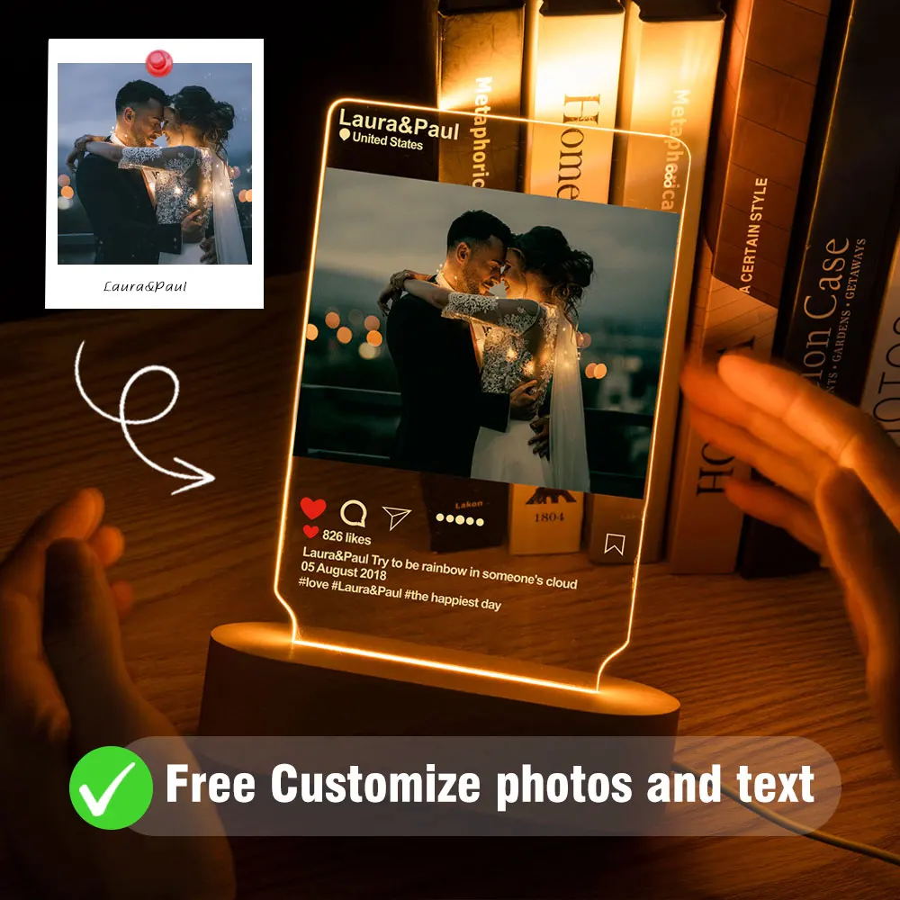 Personalized Printing Couple Photo Night Lamp Customized Photo Text Night Light USB Rechargeable Birthday Valentine's Gift
Personalized Printing Couple Photo Night Lamp Customized Photo Text Night Light USB Rechargeable Birthday Valentine's Gift