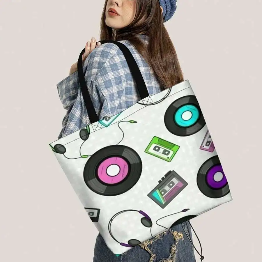 Retro 80s Music Vinyl Cassette Headphone Print Casual Tote Bag For Women
Retro 80s Music Vinyl Cassette Headphone Print Casual Tote Bag For Women
