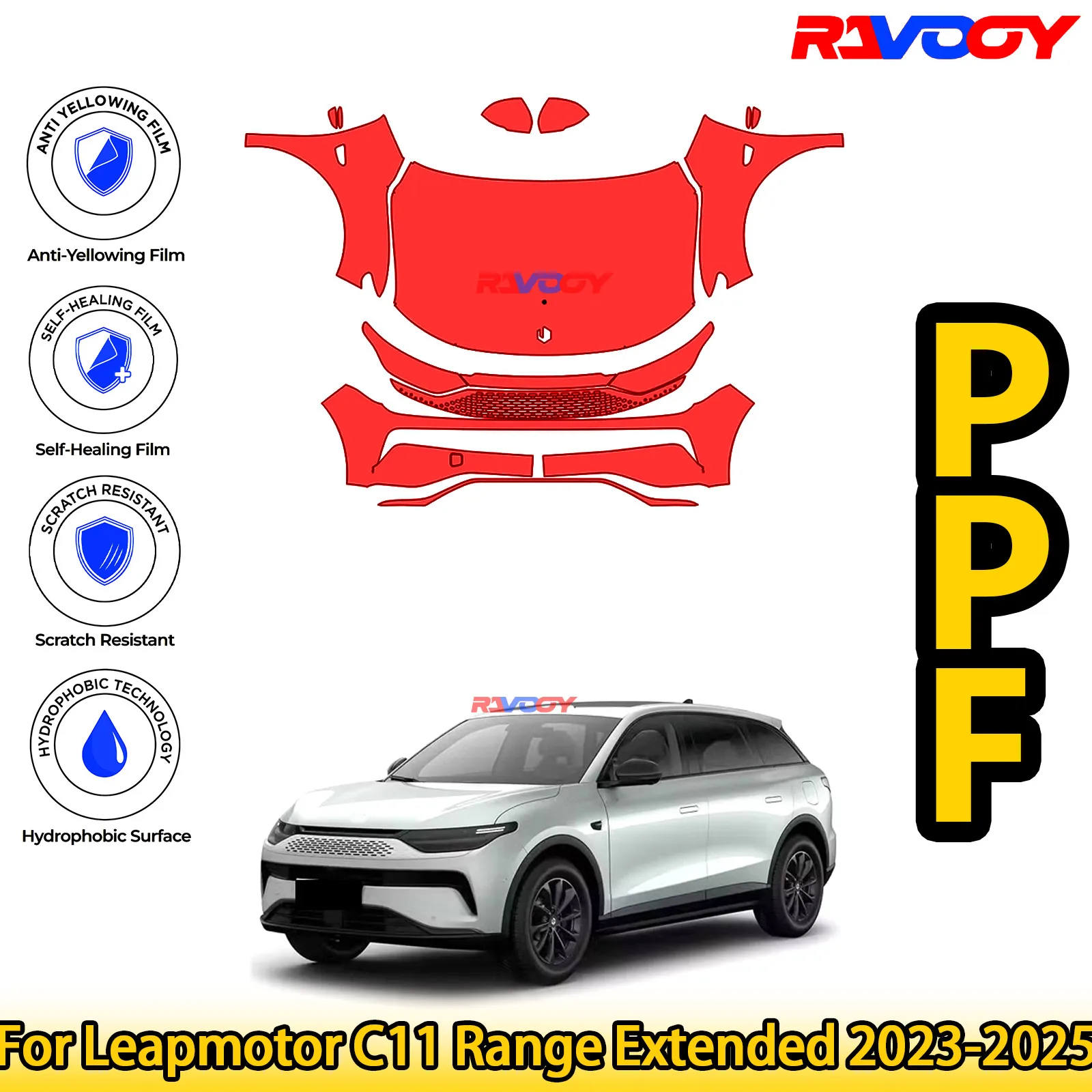 Для Leapmotor C11 Range Extended 2023-2025 глянцевая матовая черная предварительно вырезанная передняя защитная пленка PPF комплект
Для Leapmotor C11 Range Extended 2023-2025 глянцевая матовая черная предварительно вырезанная передняя защитная пленка PPF комплект