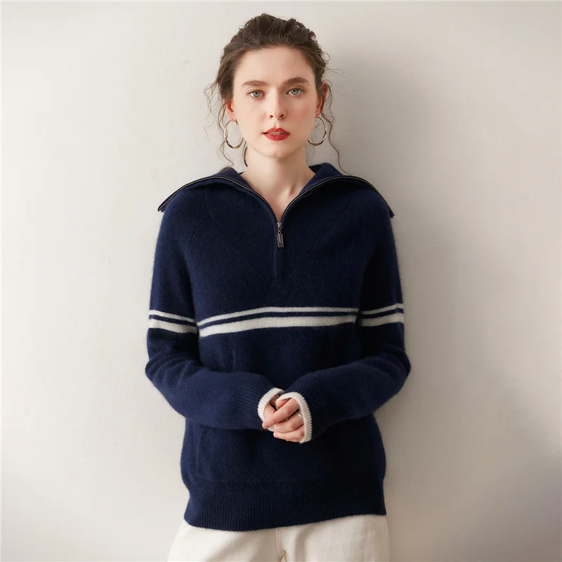 MEELEX Autumn Winter Thick Warm Lapel Sweater Women Pullover Blouse 100% Pure Cashmere Sweater Woman Casual Soft Knitted Tops
MEELEX Autumn Winter Thick Warm Lapel Sweater Women Pullover Blouse 100% Pure Cashmere Sweater Woman Casual Soft Knitted Tops