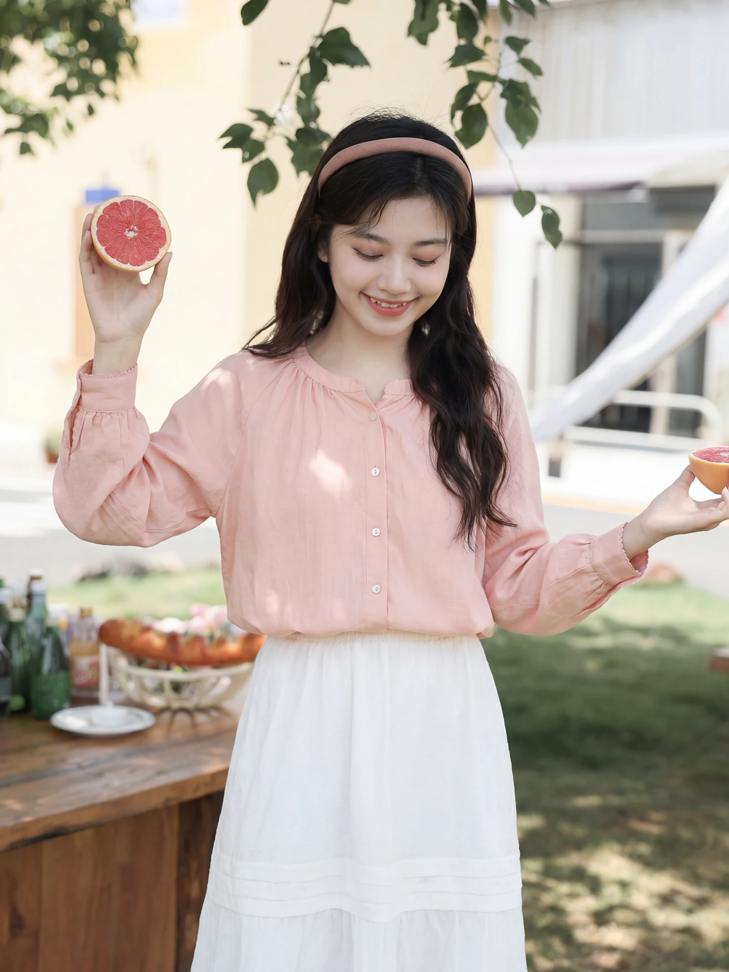 Peach Pink V-Neck Blouse Women's Loose Slimming Design Summer New Style Korean Style Floral Long Sleeve Shirt for Girls
Peach Pink V-Neck Blouse Women's Loose Slimming Design Summer New Style Korean Style Floral Long Sleeve Shirt for Girls