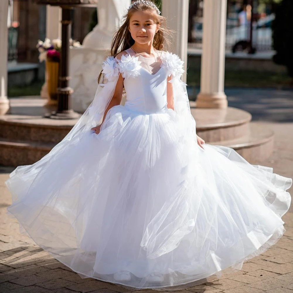 Customized White Simple A-line Tulle Flower Girl Gowns V-neck With Flower Sleeveless Party Dress For Girl Floor Length Prom Gown
Customized White Simple A-line Tulle Flower Girl Gowns V-neck With Flower Sleeveless Party Dress For Girl Floor Length Prom Gown