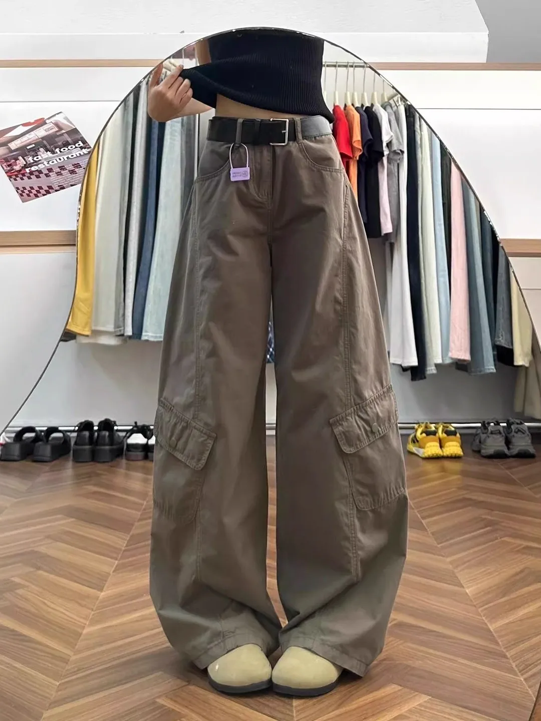 American Retro Grey Green Blade Jeans Women's Small Size Loose Slimming Wide Leg Workwear Casual Pants High Waist Pocket
American Retro Grey Green Blade Jeans Women's Small Size Loose Slimming Wide Leg Workwear Casual Pants High Waist Pocket