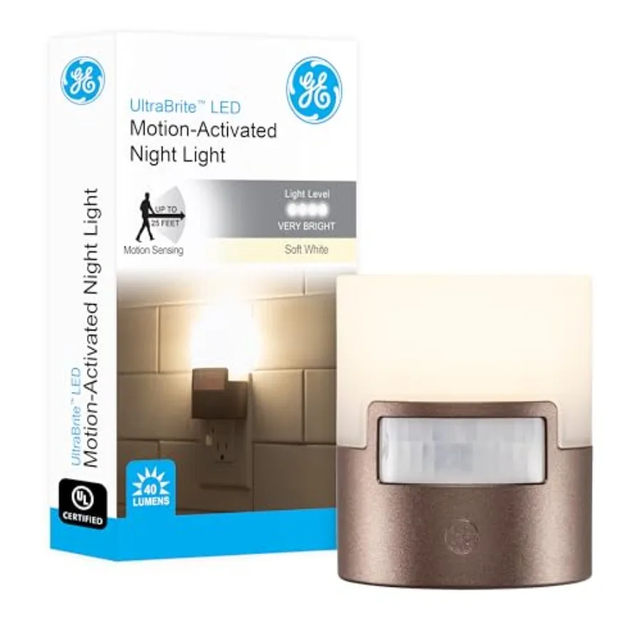 LED Motion Sensor Night Light, Plug into wall, 40 Lumens, Soft White, UL-Certified, Energy Efficient, Ideal Nightlight for Bedr
LED Motion Sensor Night Light, Plug into wall, 40 Lumens, Soft White, UL-Certified, Energy Efficient, Ideal Nightlight for Bedr