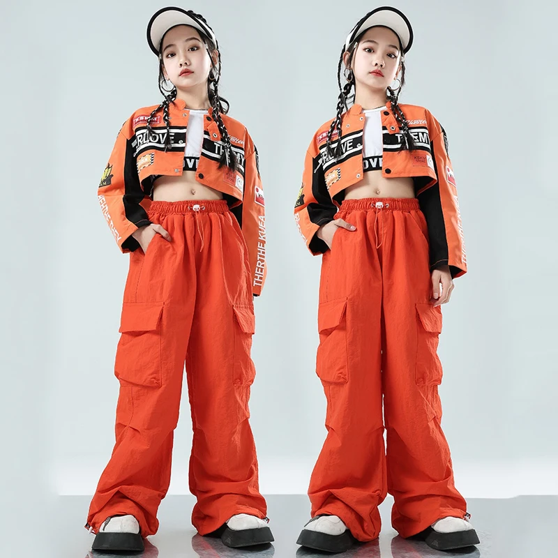 2024 New Ballroom Hip Hop Dance Costumes For Girls Orange Short Coat Cargo Pants Suit Kids Clothing Jazz Stage Clothes DN17554
2024 New Ballroom Hip Hop Dance Costumes For Girls Orange Short Coat Cargo Pants Suit Kids Clothing Jazz Stage Clothes DN17554