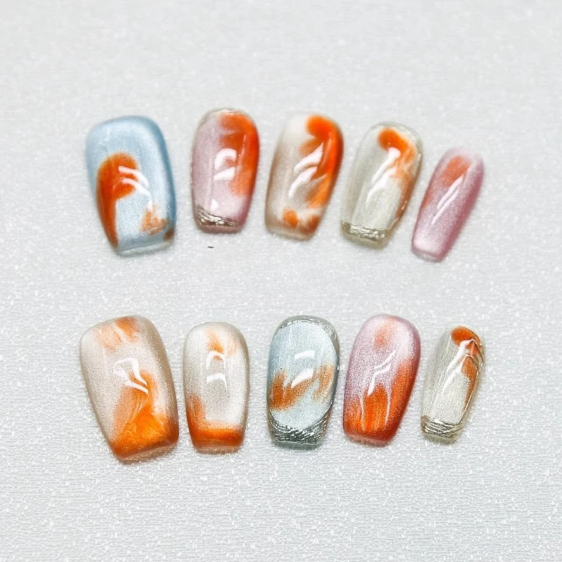 Purely Handmade Nail Wear Spring and Summer Dopamine Contrasting Cat Eye Short Gentle Manicure Fake Nail Patch
Purely Handmade Nail Wear Spring and Summer Dopamine Contrasting Cat Eye Short Gentle Manicure Fake Nail Patch