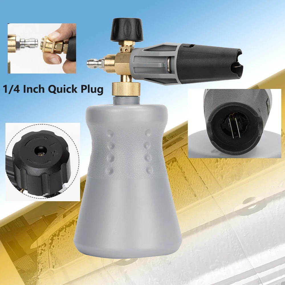 Snow Foam Lance 1/4Inch Plug Copper Foam Generator for High Pressure Washer Foam Cannon 1000ml Acid and alkali resistant Bottle
Snow Foam Lance 1/4Inch Plug Copper Foam Generator for High Pressure Washer Foam Cannon 1000ml Acid and alkali resistant Bottle