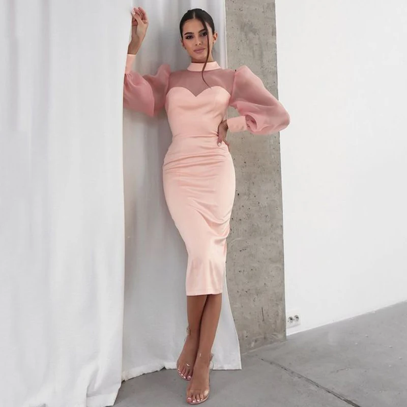 Musetta Satin Bodycon Evening Dresses Organza Puff Long Sleeve Pink Prom Dress Tea Length Special Occasion Party Gown
Musetta Satin Bodycon Evening Dresses Organza Puff Long Sleeve Pink Prom Dress Tea Length Special Occasion Party Gown
