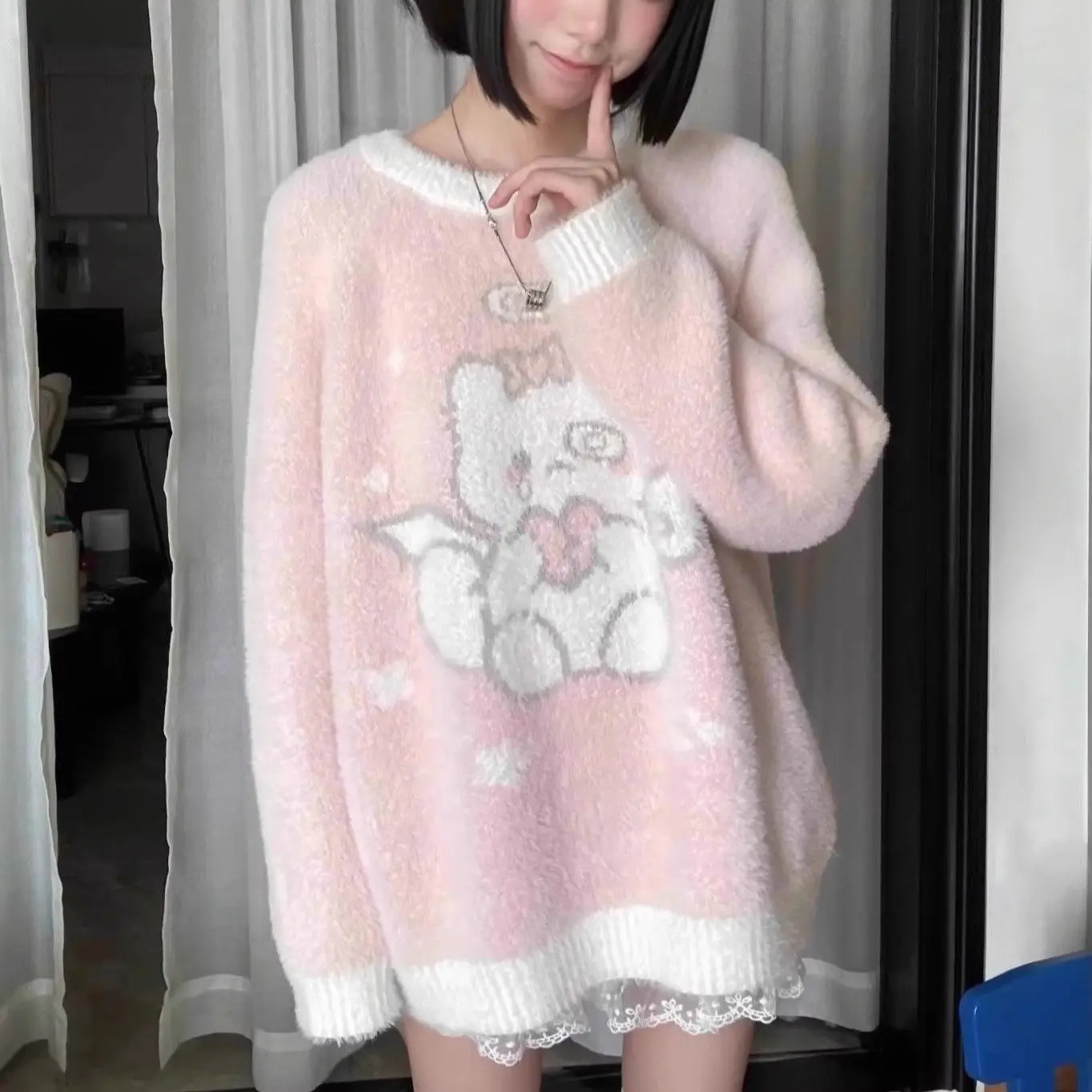 Korejpaa Preppya Style Sueter Mujer Sweet Angel Cat свитер с мультяшным принтом и круглым вырезом, осень-зима, милый вязаный топ Kawaii
Korejpaa Preppya Style Sueter Mujer Sweet Angel Cat свитер с мультяшным принтом и круглым вырезом, осень-зима, милый вязаный топ Kawaii