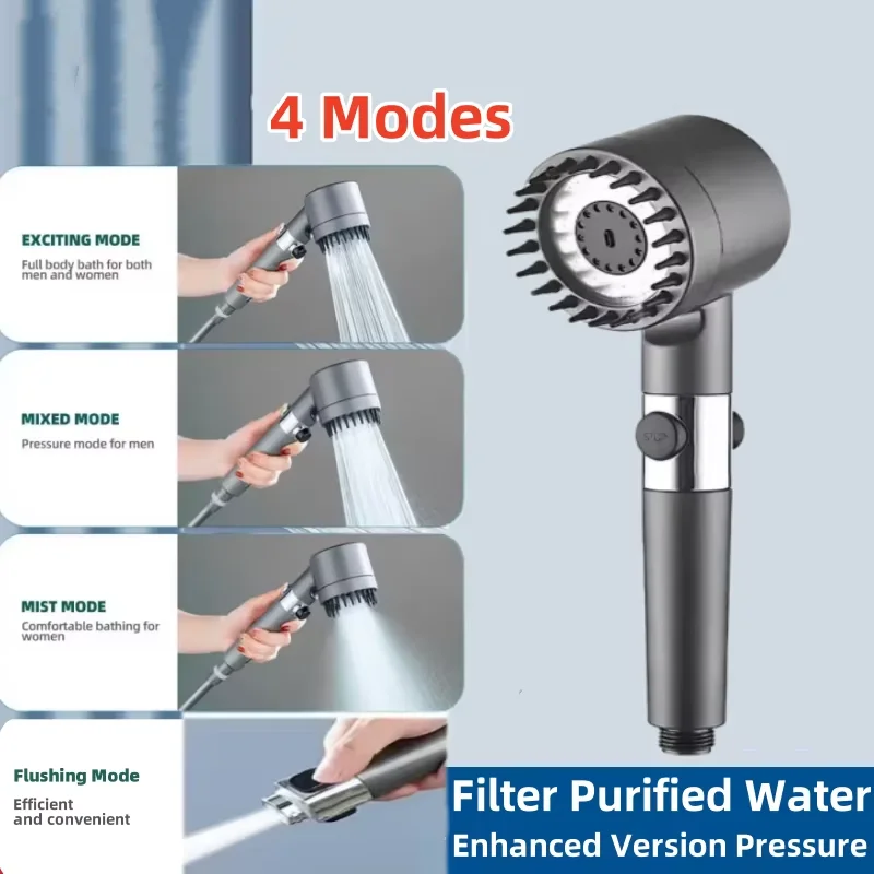 4 Mode Adjustable Shower Head Kit High Pressure Shower Head High Pressure Bathroom Shower Spray With Massage Water Filter
4 Mode Adjustable Shower Head Kit High Pressure Shower Head High Pressure Bathroom Shower Spray With Massage Water Filter