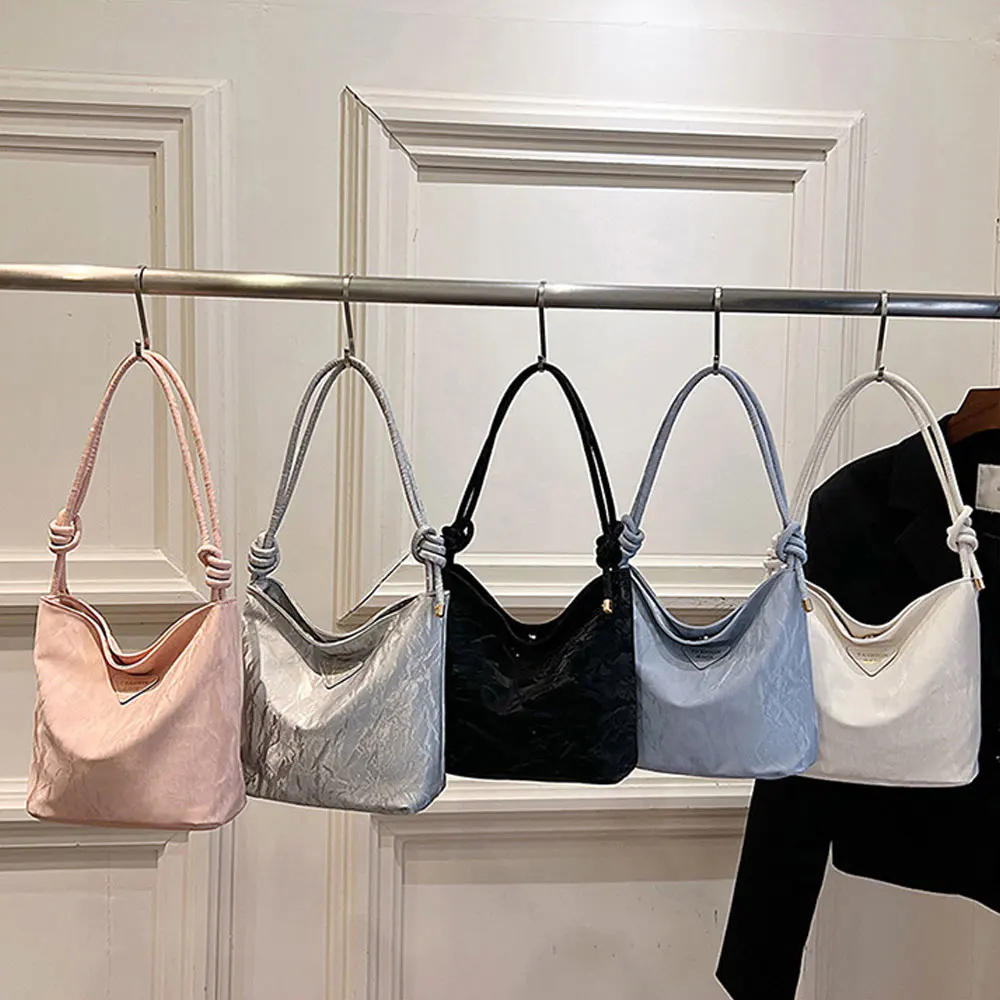 Women's Bag New Style Fashion Simple Solid Color Texture Artistic Style Casual Versatile Shoulder Bag Women's Bag New Style Fashion Simple Solid Color Texture Artistic Style Casual Versatile Shoulder Bag