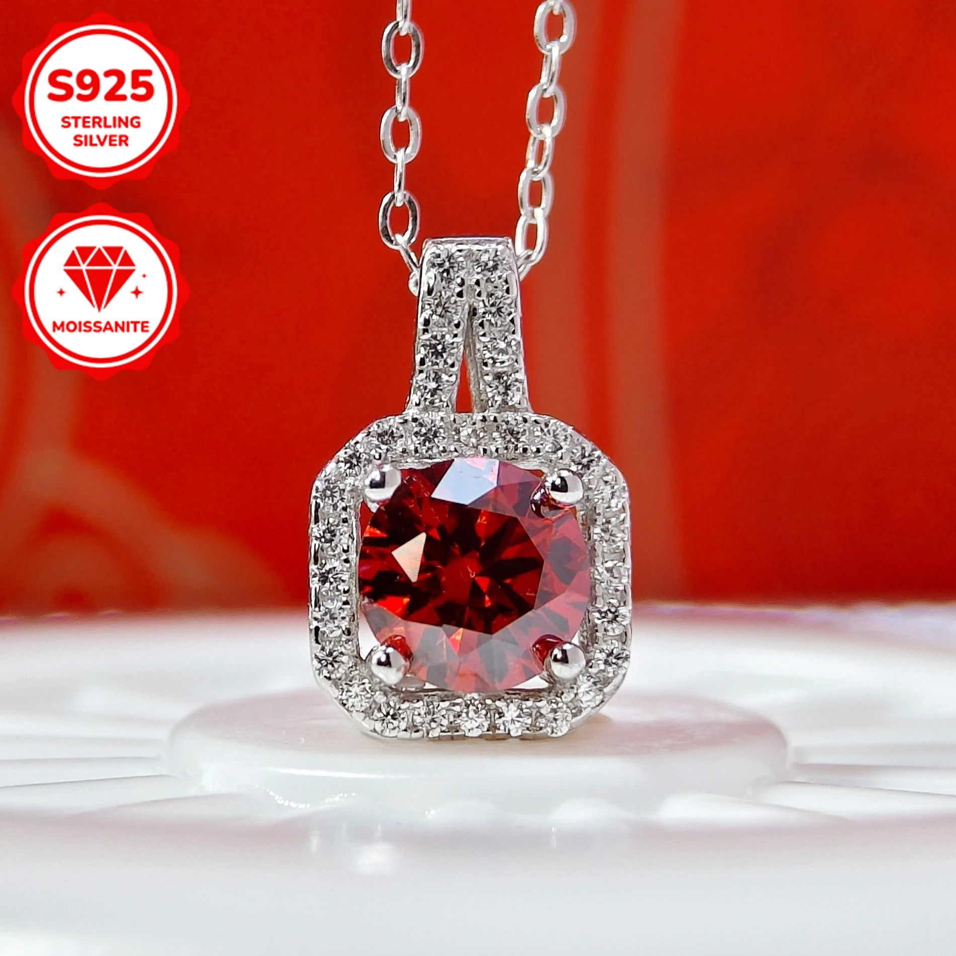 1pc 1.0/2.0Carat Fashionable and Classic S925 Silver Garnet Red Moissenite Pendant Necklace, Eternal Promise Jewelry Gift.
1pc 1.0/2.0Carat Fashionable and Classic S925 Silver Garnet Red Moissenite Pendant Necklace, Eternal Promise Jewelry Gift.