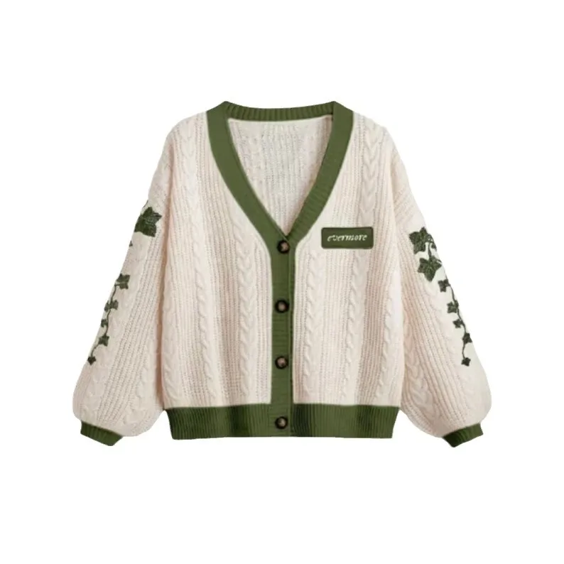 Women Winter Loose Knitted Cardigans Coat Leaves Embroidery Y2K Sweaters Streetwear Vintage Casual Single Breasted Jacket Tops
Women Winter Loose Knitted Cardigans Coat Leaves Embroidery Y2K Sweaters Streetwear Vintage Casual Single Breasted Jacket Tops
