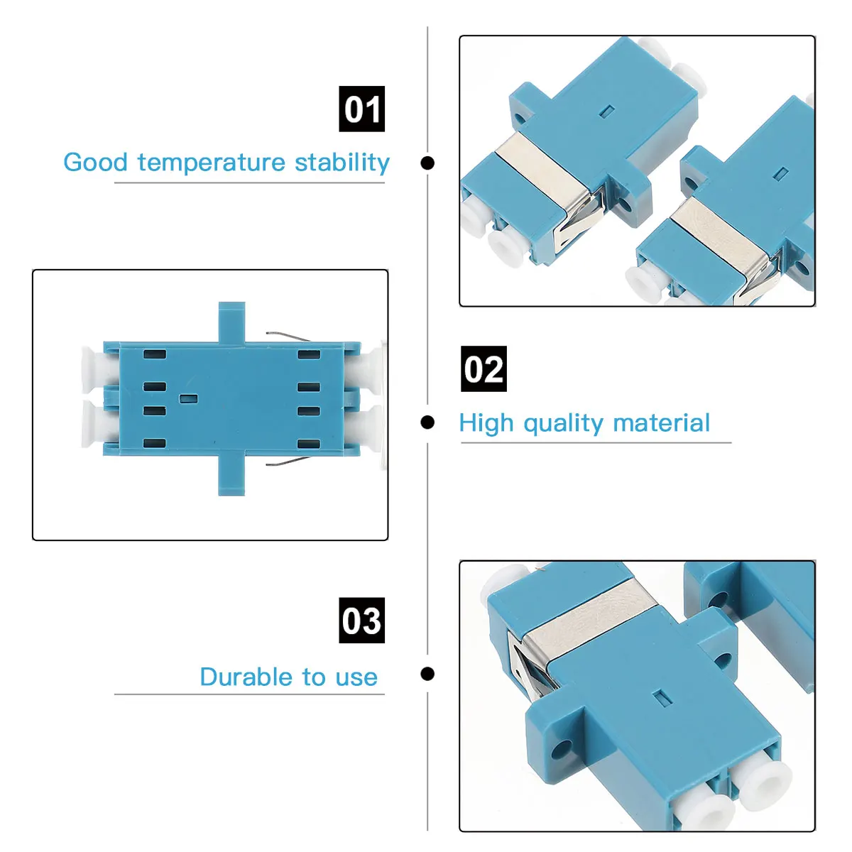 10 Pcs Optical Fiber Connector Adapter Couplers Singlemode Plastic Simplex Low Loss Reusable Network Connectors
10 Pcs Optical Fiber Connector Adapter Couplers Singlemode Plastic Simplex Low Loss Reusable Network Connectors