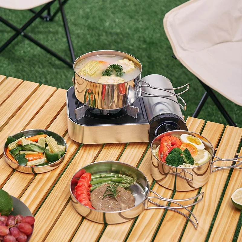 Stainless Steel Outdoor Cookware Set Pot Picnic Bowl Set Portable Pot Storage Camping Dinnerware Set
Stainless Steel Outdoor Cookware Set Pot Picnic Bowl Set Portable Pot Storage Camping Dinnerware Set