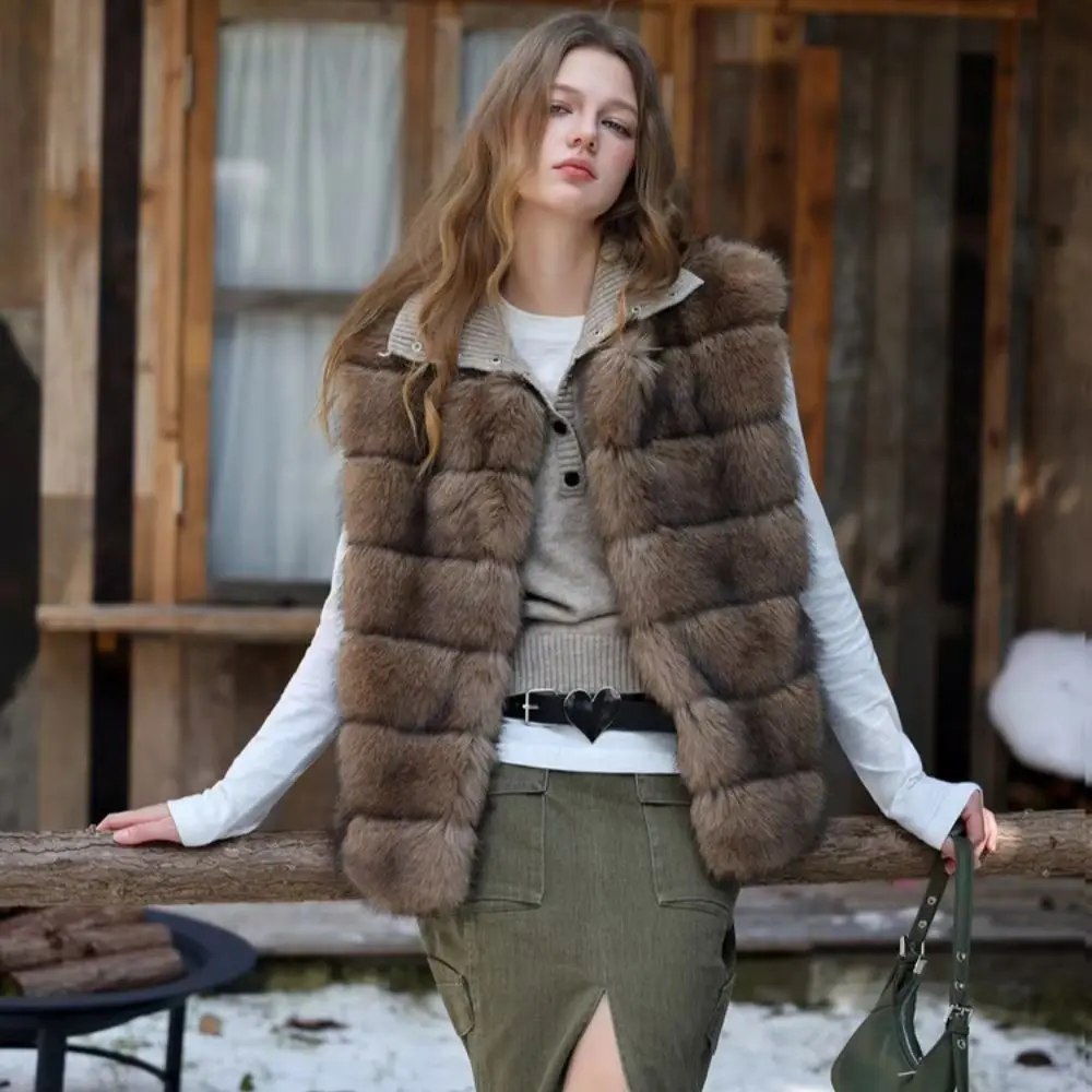 Korean Style Female Winter Faux Fur Vest Coats Sleeveless Fashion Women's Winter Fox Fur jacket woman Outwear Women Warm Fluffy
Korean Style Female Winter Faux Fur Vest Coats Sleeveless Fashion Women's Winter Fox Fur jacket woman Outwear Women Warm Fluffy