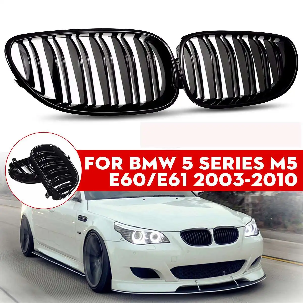 2PCS Front Bumper Kidney Grille Grill Hood Mesh Double Line For BMW E60 M5 E61 520i 545i 550i 535i 2003-2010 5 Series Body Kit
2PCS Front Bumper Kidney Grille Grill Hood Mesh Double Line For BMW E60 M5 E61 520i 545i 550i 535i 2003-2010 5 Series Body Kit
