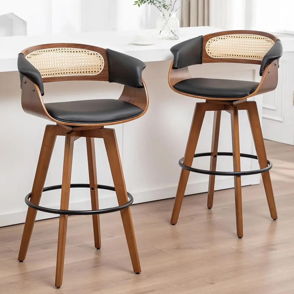 Set o 2 Rattan Swivel Counter Stools - 26.4 inch Century ern Counter Stools with Cane Back, Upholstered Seat, Curved Arms, Bar S
Set o 2 Rattan Swivel Counter Stools - 26.4 inch Century ern Counter Stools with Cane Back, Upholstered Seat, Curved Arms, Bar S