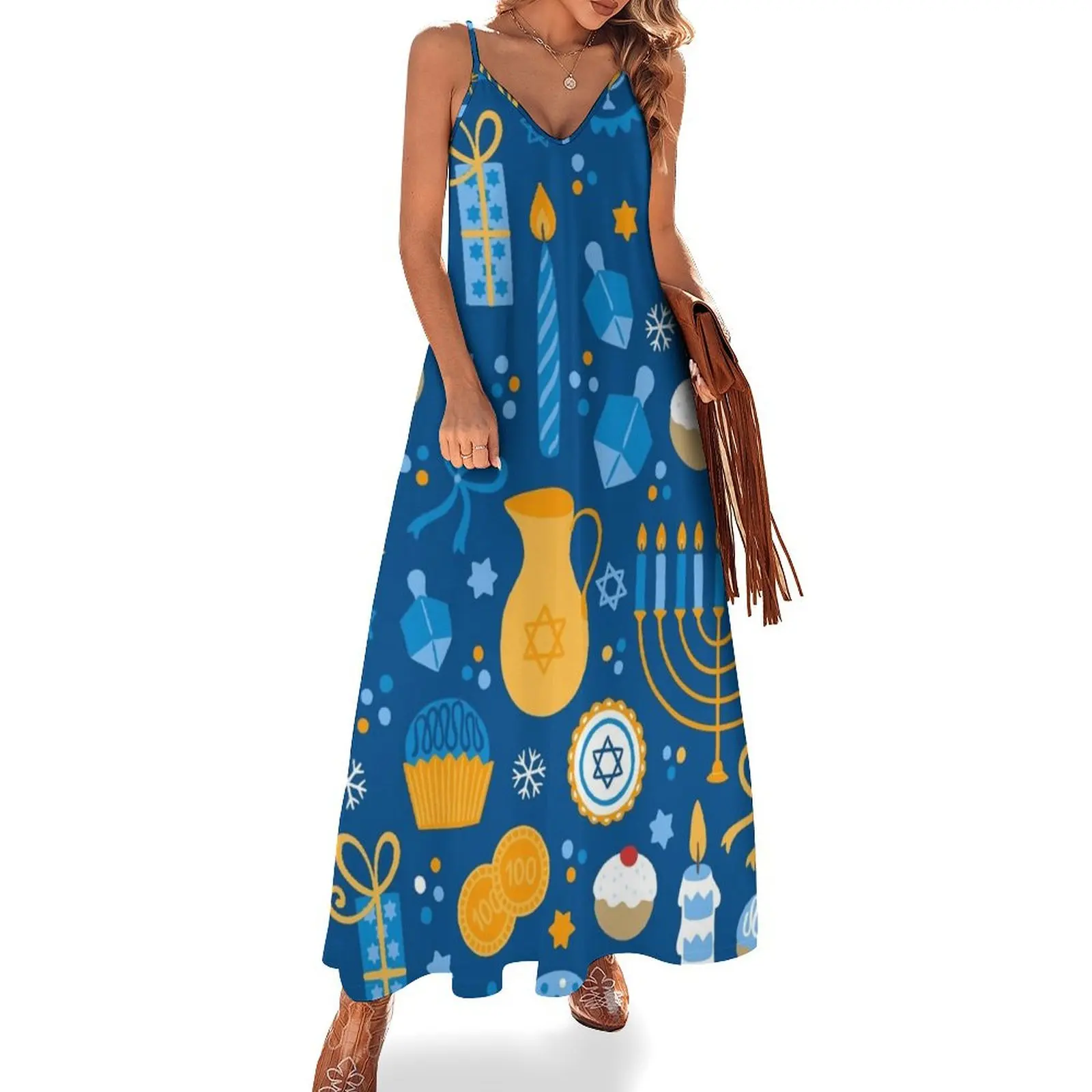 Happy Hanukkah Pattern Sleeveless Long Dress sensual sexy dress for women Dress women Female clothing beach dresses
Happy Hanukkah Pattern Sleeveless Long Dress sensual sexy dress for women Dress women Female clothing beach dresses